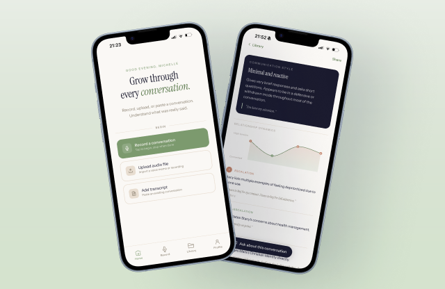 Winnow — conversation analysis app interface